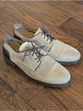 Johnston & Murphy Plain toe Suede Oxfords sheepskin bees mens 11M
